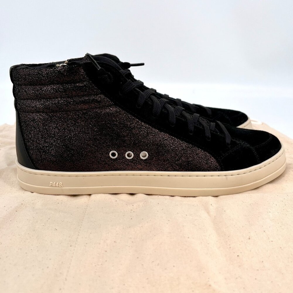 P448 Skate High‑Top Sneaker Size 38 Cracked Leather/Black Rubber Sole - Picture 3 of 16
